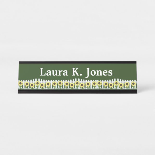 Sunflowers n Fence Cheerful Name Plate (Front)