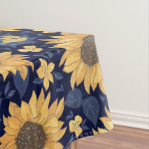 Sunflowers Navy Blue Background