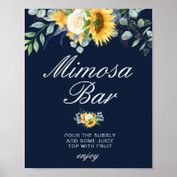 sunflowers navy blue bridal shower mimosa bar sign
