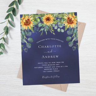 Sunflowers navy blue eucalyptus budget wedding