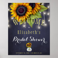 Sunflowers navy chalkboard autumn bridal shower