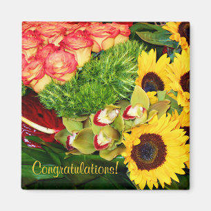 Sunflowers,Ochids,Anthurium,Flora of love_ Magnet