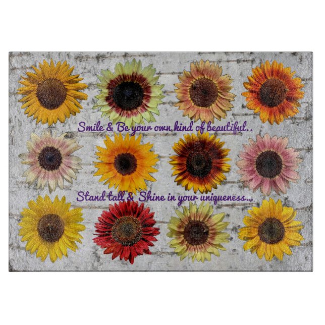 Sunflowers of different colours cutting board. cut board (Front)