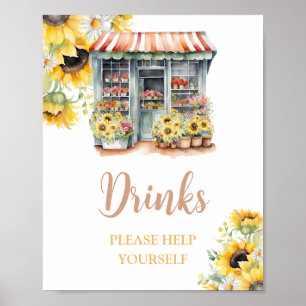 Sunflowers Off The Market Bridal Shower Drinks Poster