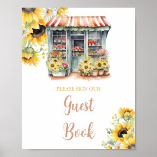 Sunflowers Off The Market Bridal Shower Guest Book