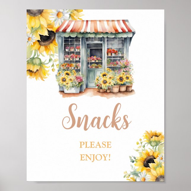 Sunflowers Off The Market Bridal Shower Snacks Poster (Front)