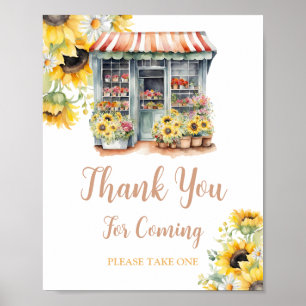 Sunflowers Off The Market Bridal Shower Thank You Poster