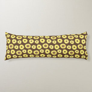 Sunflowers on a Brown Background Body Cushion