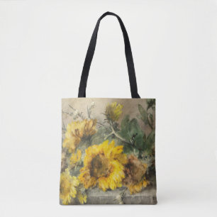 Sunflowers on a Stone Ledge by Roosenboom          Tote Bag