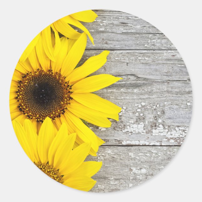 Sunflowers on a Table Classic Round Sticker (Front)