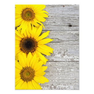 Sunflowers on a table photo print