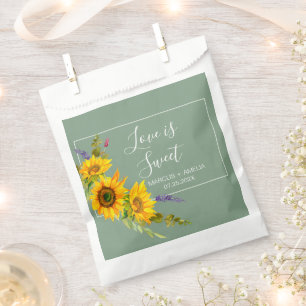 Sunflowers on Basil Wedding Favour Bag