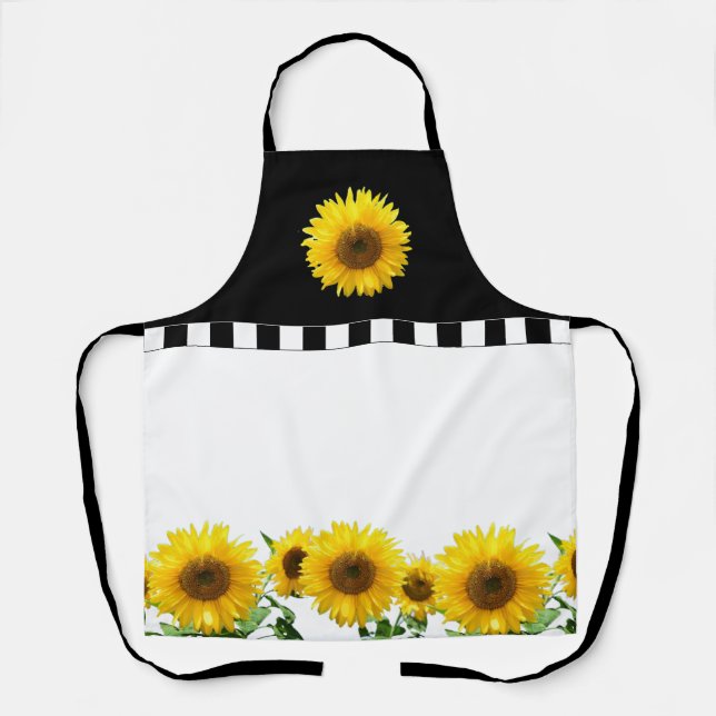 Sunflowers on Black and White Apron (Front)