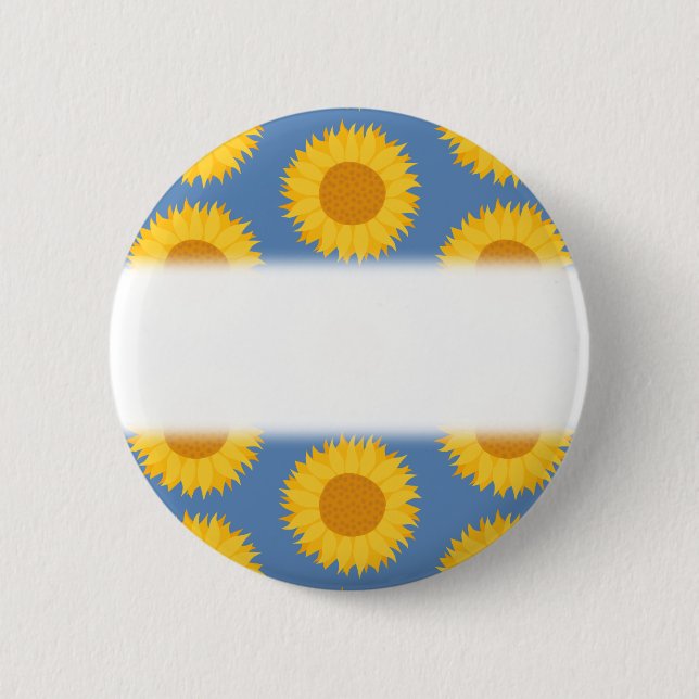 Sunflowers on Blue. Floral Pattern. 6 Cm Round Badge (Front)