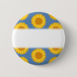 Sunflowers on Blue. Floral Pattern. 6 Cm Round Badge