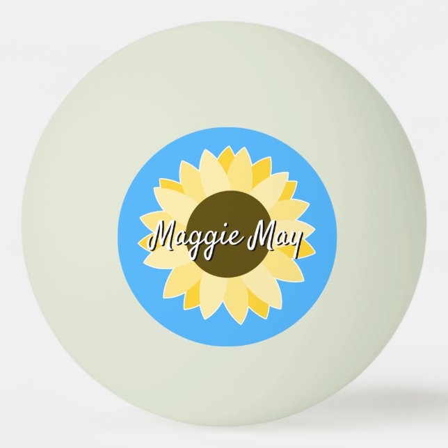Sunflowers on Blue ping pong ball (Front)