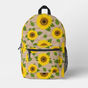 Sunflowers on Burlap Printed Backpack