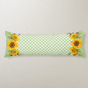 Sunflowers on Chequerboard  Body Cushion