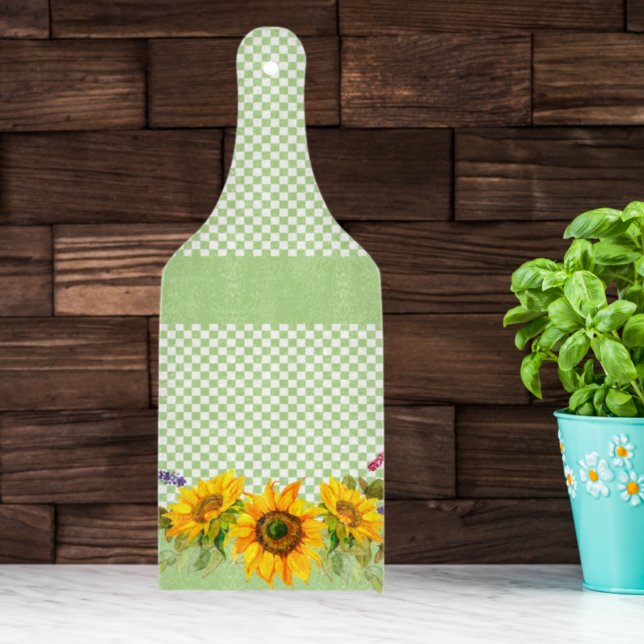 Sunflowers on Chequerboard  Cutting Board (Creator Uploaded)