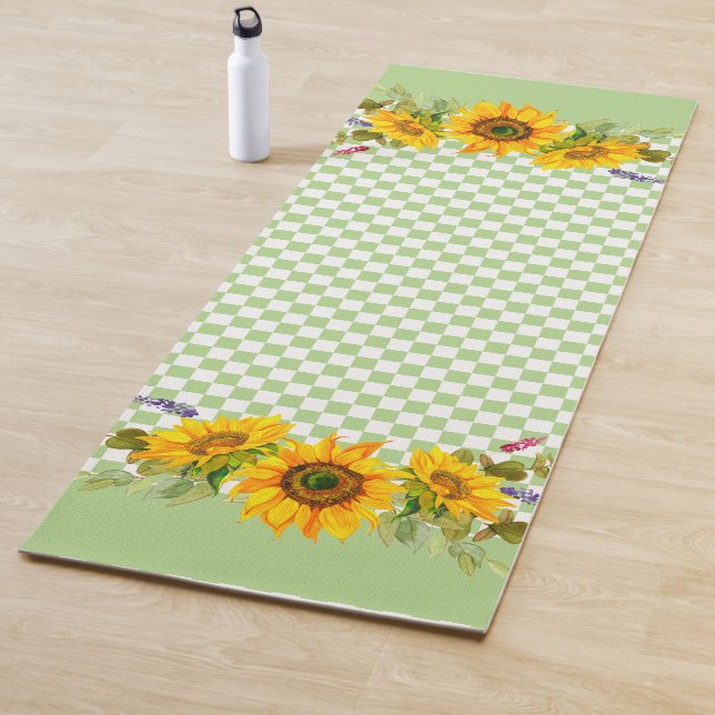 Sunflowers on Chequerboard  Yoga Mat (In Situ)