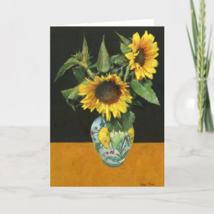 Sunflowers On Gold Greetings Card