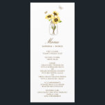 Sunflowers on Mason Jar Floral Wedding Menu Card<br><div class="desc">Elegant and whimsical menu card featuring yellow sunflowers on mason jars with butterflies accent. This will be perfect for weddings,  baby showers,  bridal showers and similar events.</div>