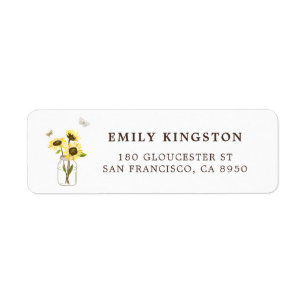 Sunflowers on Mason Jar Whimsical Address Label Return Address Label