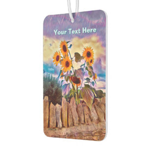 Sunflowers On Rock Wall Car Air Freshener