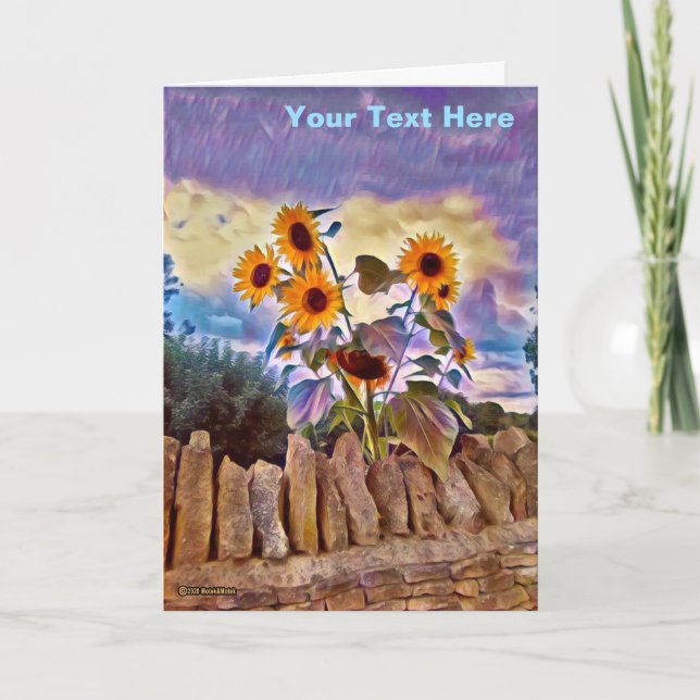 Sunflowers On Rock Wall Card (Front)
