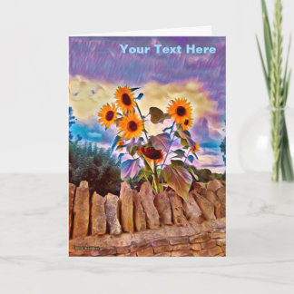 Sunflowers On Rock Wall Card