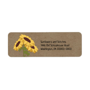 Sunflowers on Rustic Kraft  Return Address Label
