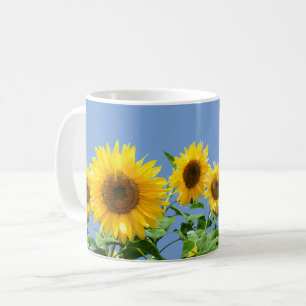 Sunflowers on sky blue coffee mug