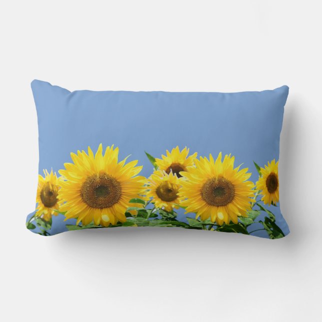 Sunflowers on sky blue lumbar cushion (Front)