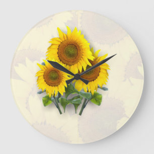 Sunflowers on Sunflowers Large Clock