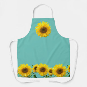 Sunflowers on Teal Turquoise Apron