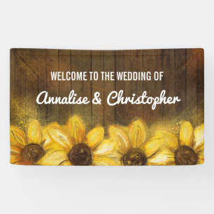 Sunflowers on Wood   Welcome to the Wedding Banner
