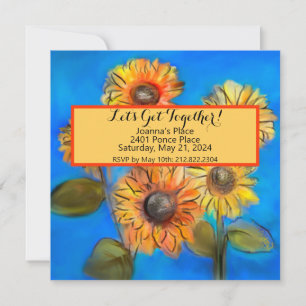 Sunflowers Original Art Casual Invitation