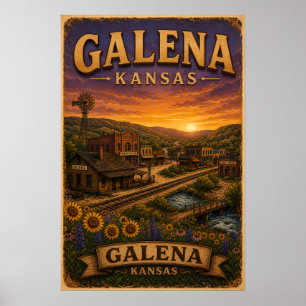 Sunflowers Over Galena Kansas Landscape Poster