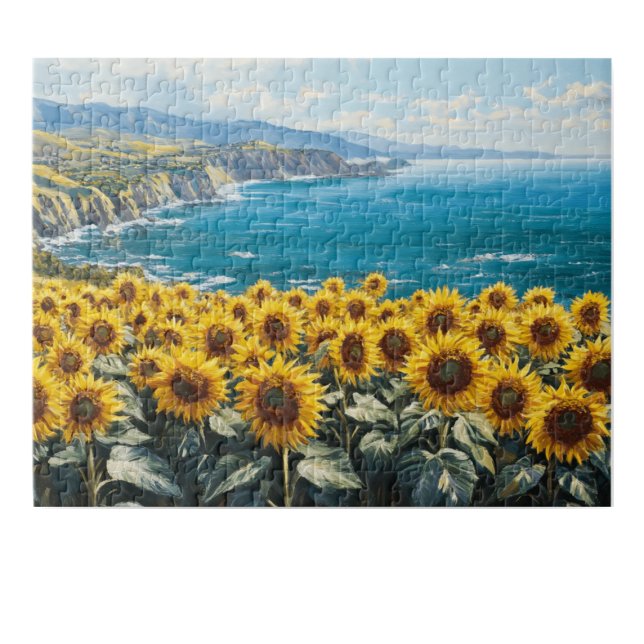 Sunflowers Overlooking Ocean Painting design Jigsaw Puzzle (Creator Uploaded)