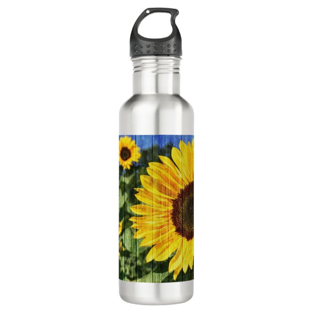 Sunflowers Painted Fence 710 Ml Water Bottle (Front)