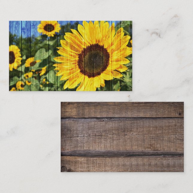 Sunflowers Painted Fence Business Card (Front/Back)