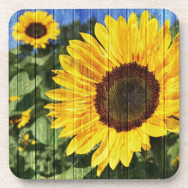 Sunflowers Painted Fence Coaster (Front)