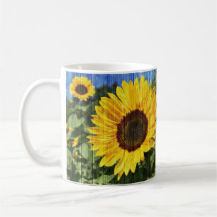 Sunflowers Painted Fence Coffee Mug