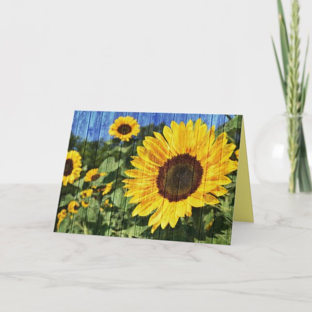 Sunflowers Painted Fence Note Card (Front)