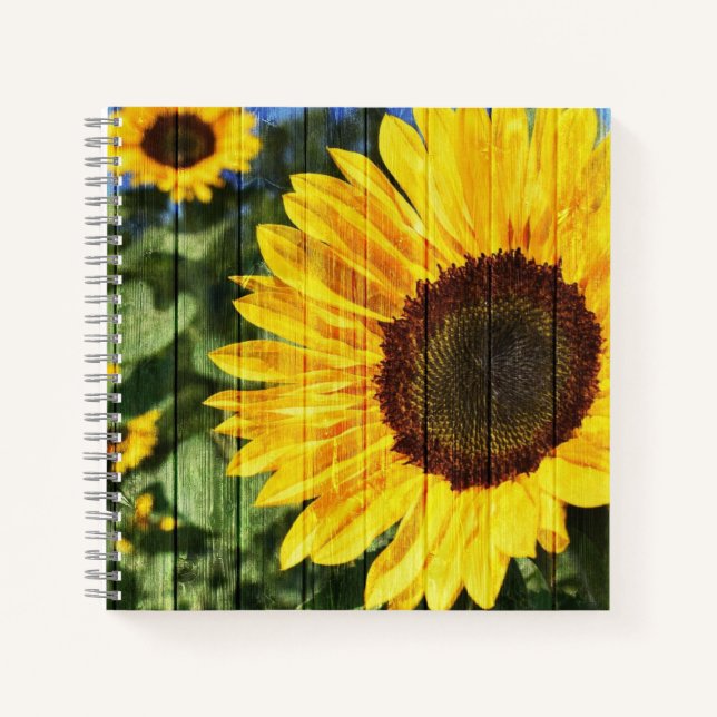 Sunflowers Painted Fence Notebook (Front)