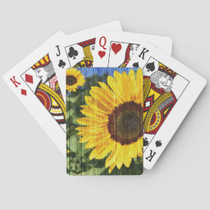 Sunflowers Painted Fence Playing Cards