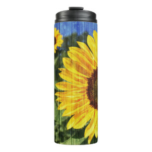 Sunflowers Painted Fence Thermal Tumbler