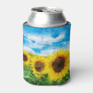 Sunflowers painting can cooler