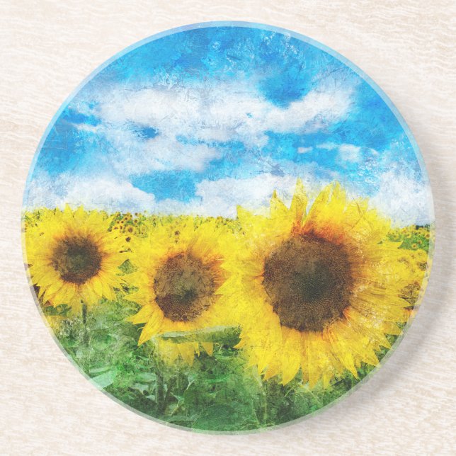 Sunflowers painting coaster (Front)
