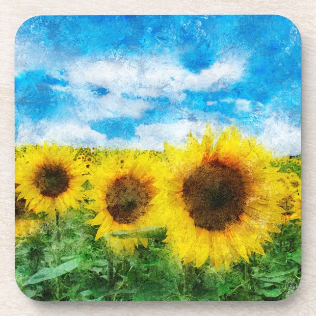 Sunflowers painting coaster (Front)